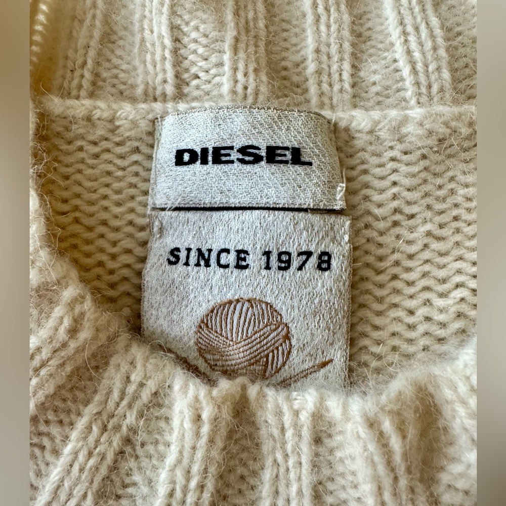 Diesel Men’s Cream Alpaca Knit Sweater size L - Picture 2 of 11